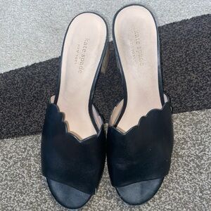 Kate Spade Black Scalloped Mules